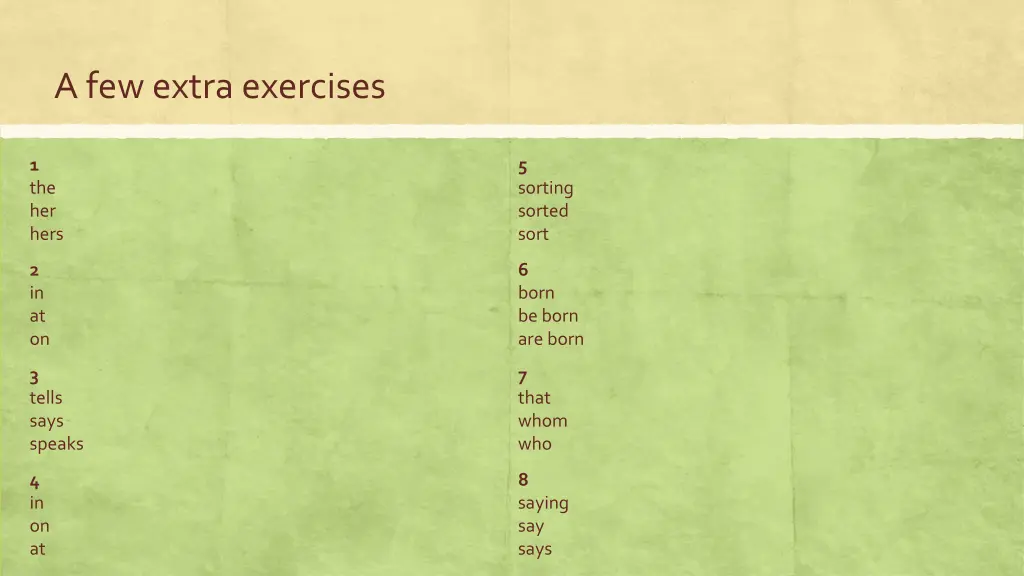 a few extra exercises 10