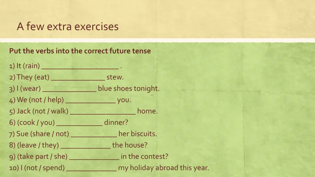 a few extra exercises 5