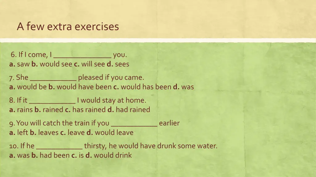 a few extra exercises 8