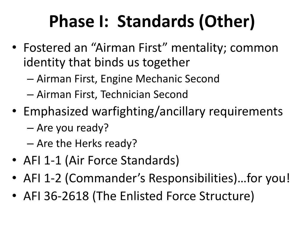 phase i standards other