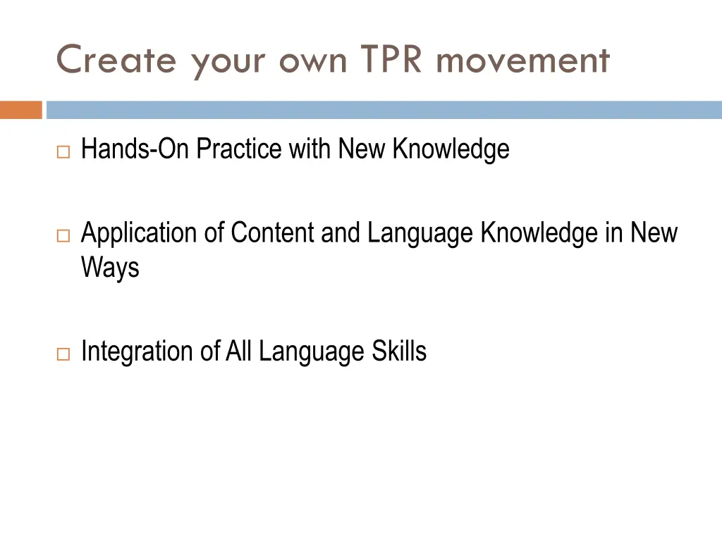 create your own tpr movement