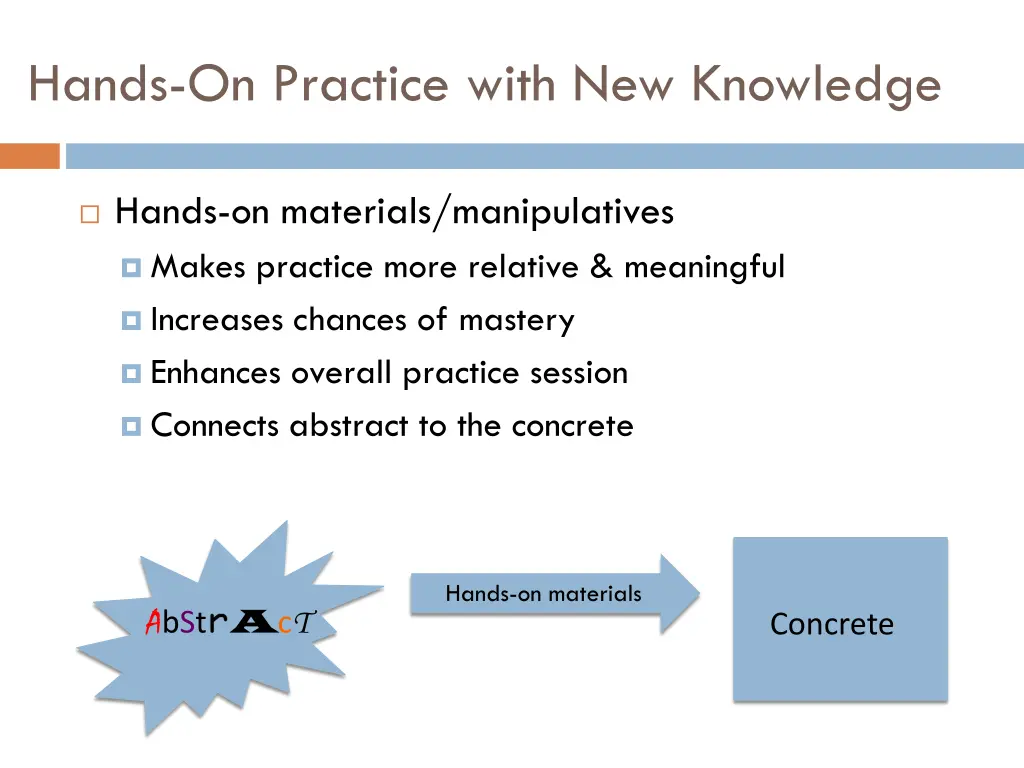 hands on practice with new knowledge