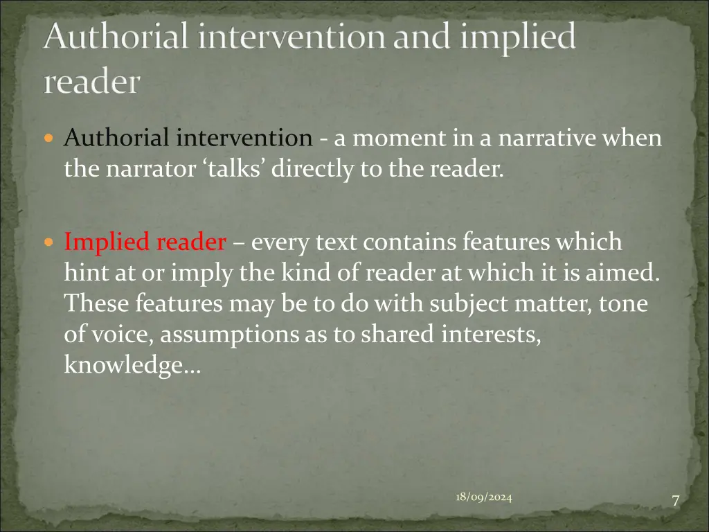 authorial intervention and implied reader