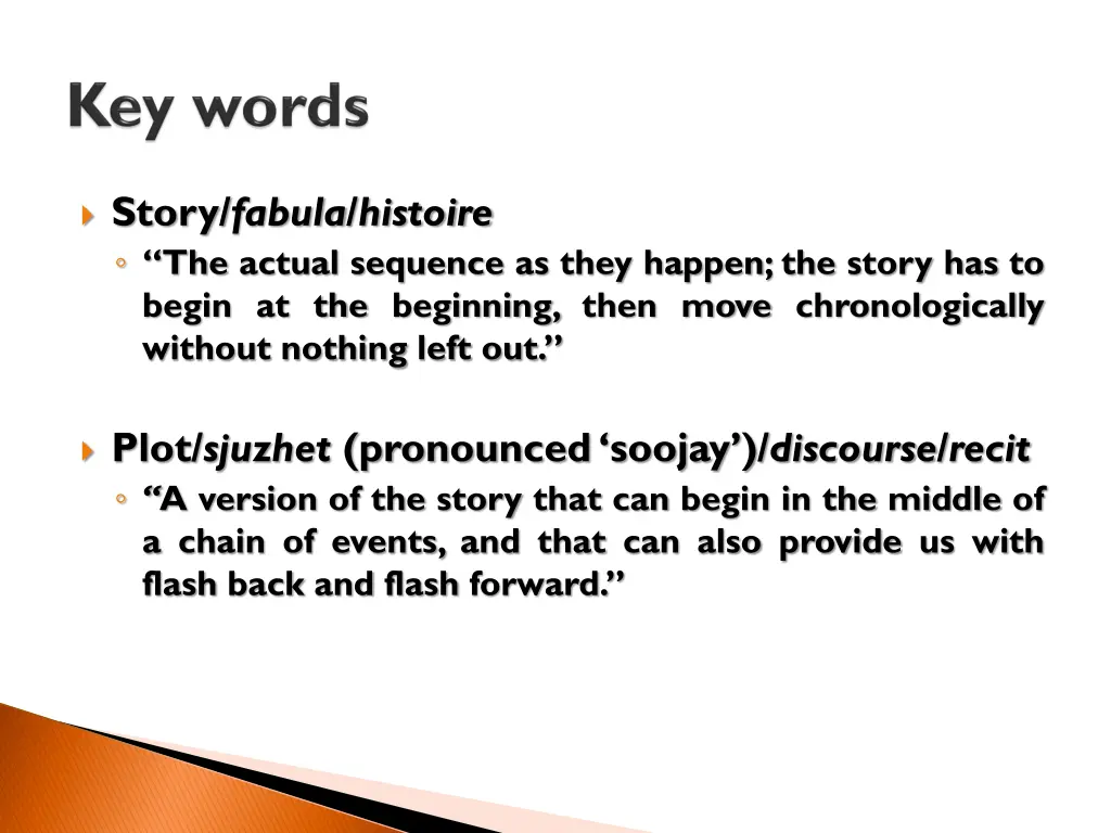 story fabula histoire the actual sequence as they