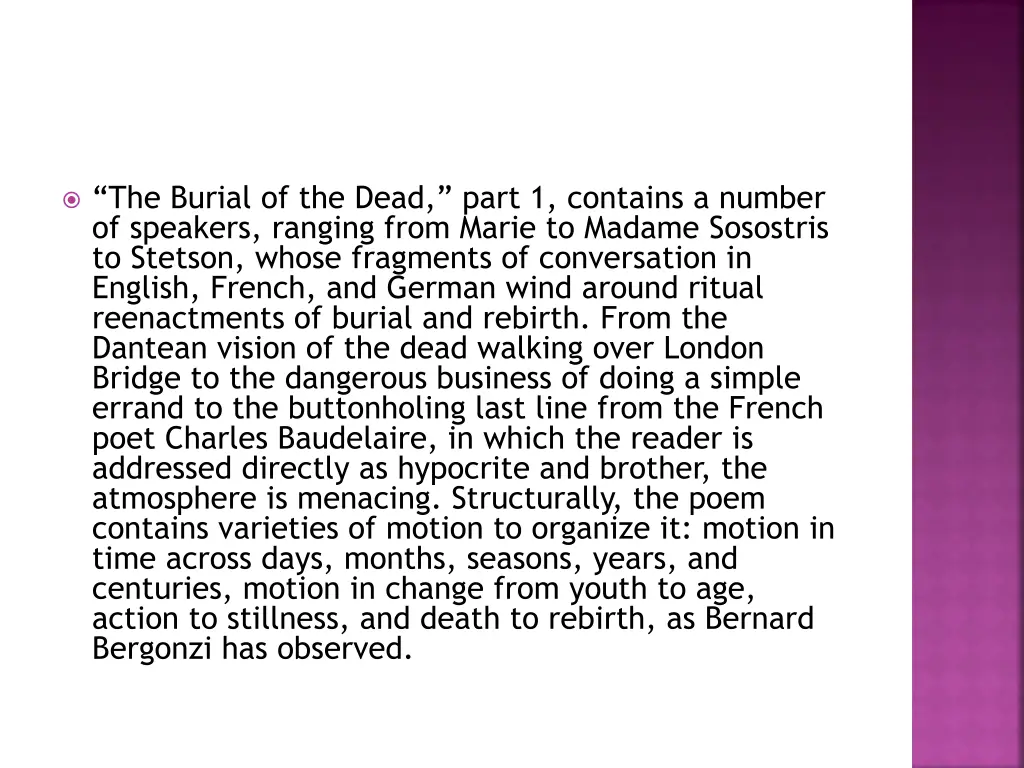 the burial of the dead part 1 contains a number