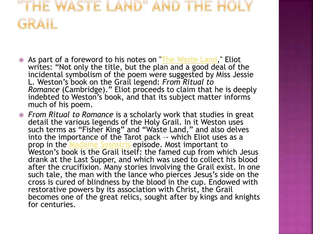 the waste land and the holy grail