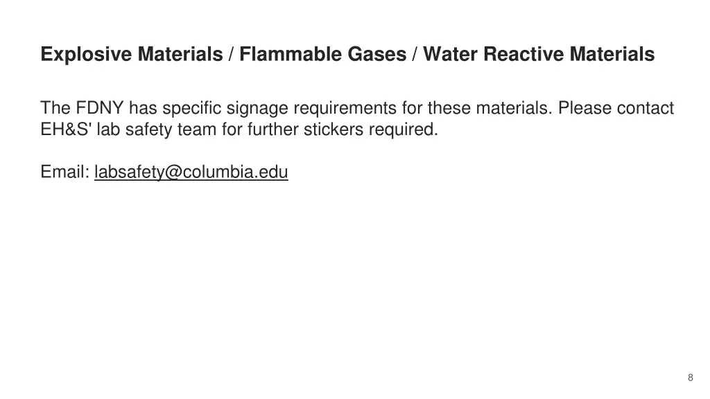 explosive materials flammable gases water