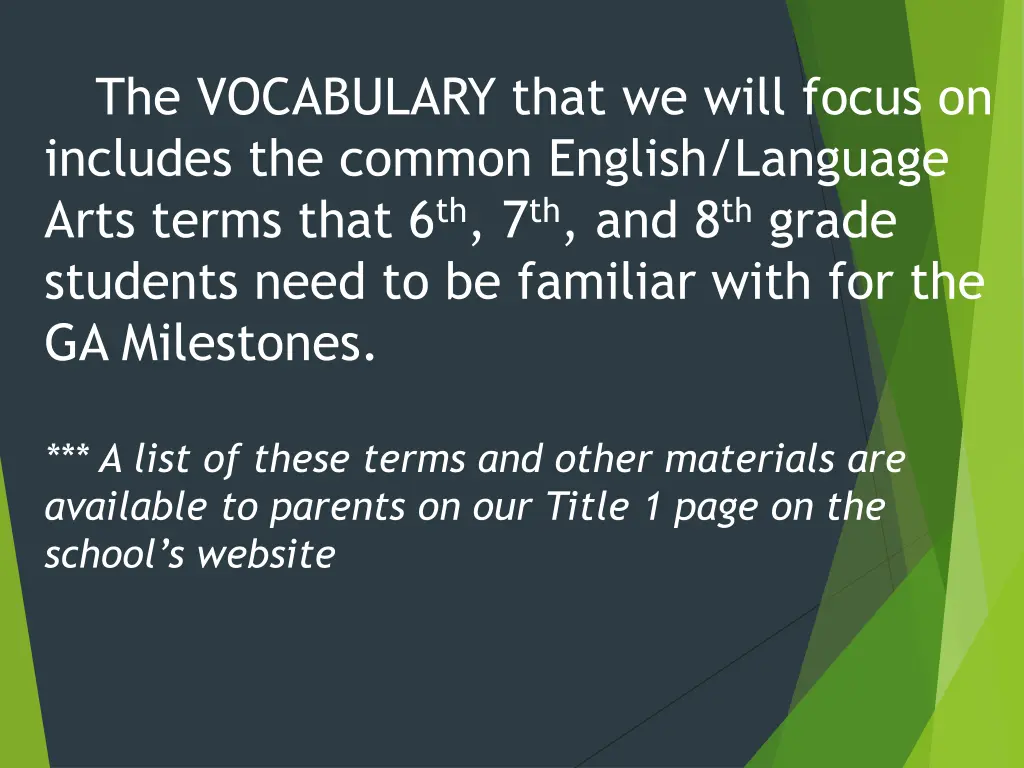 the vocabulary that we will focus on includes