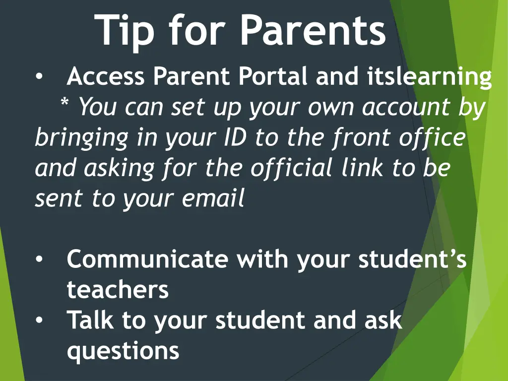 tip for parents access parent portal