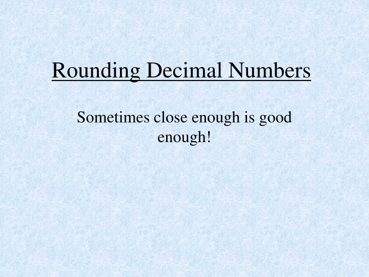 rounding decimal numbers