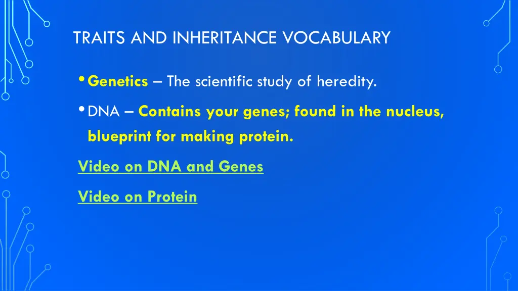 traits and inheritance vocabulary