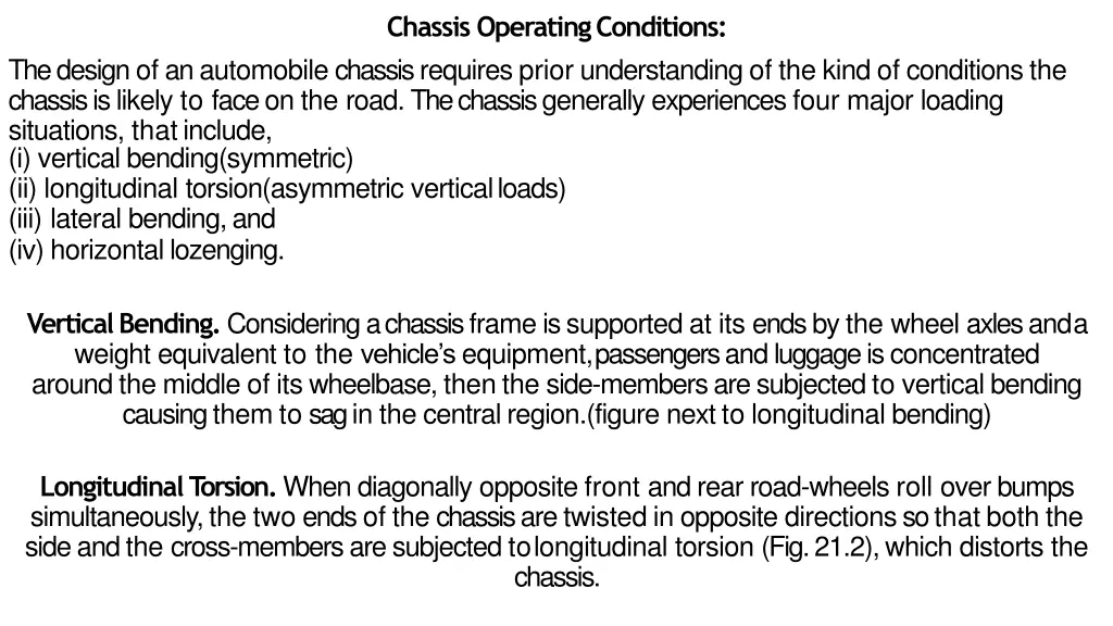 chassis operatingconditions