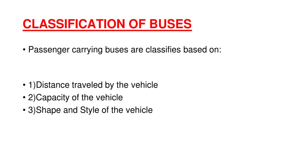 classification of buses