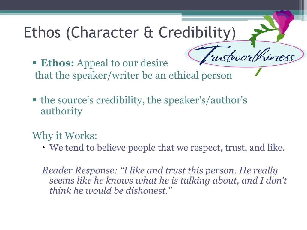 ethos character credibility