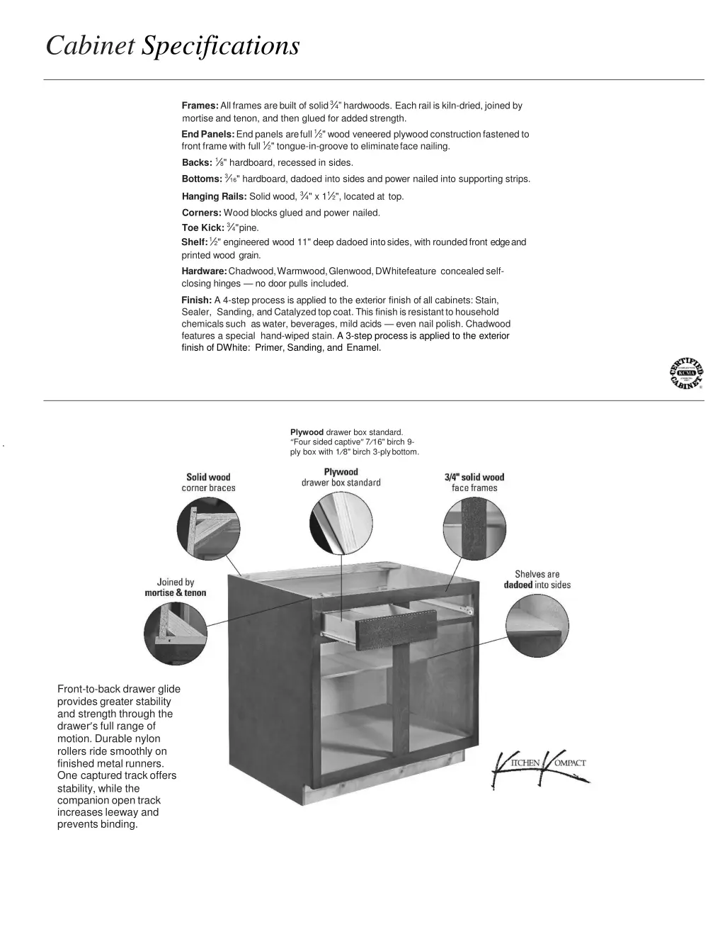 cabinet specifications