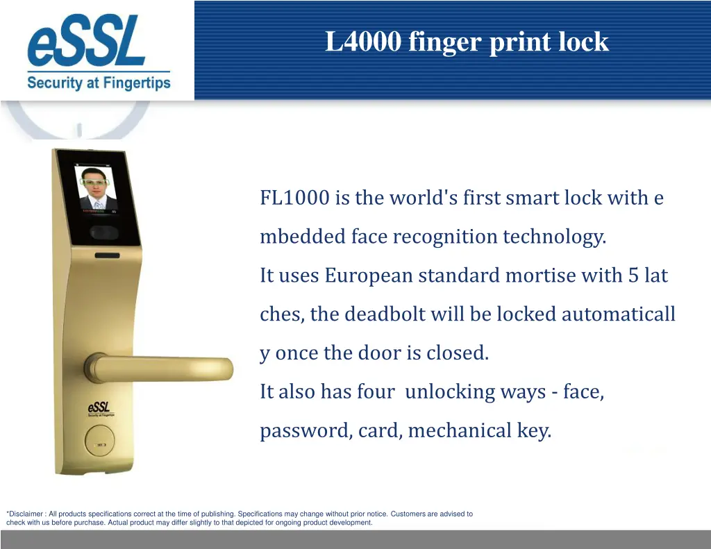 l4000 finger print lock