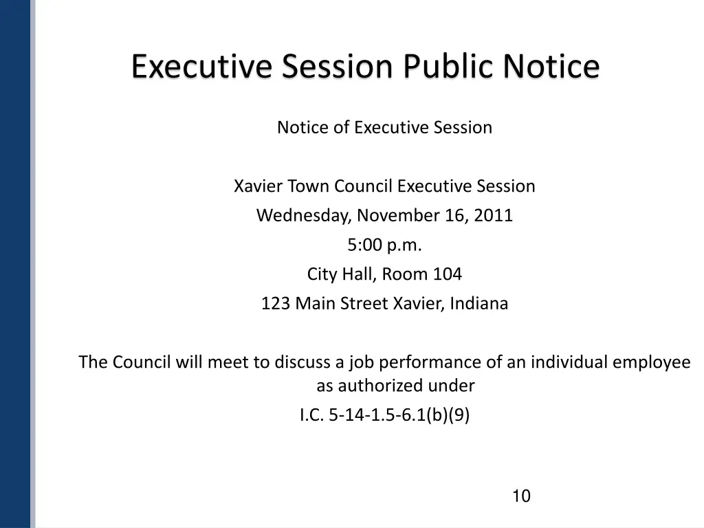 executive session public notice