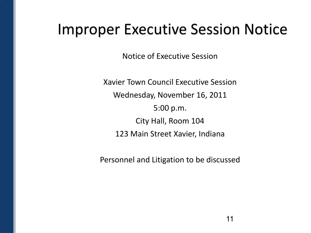 improper executive session notice