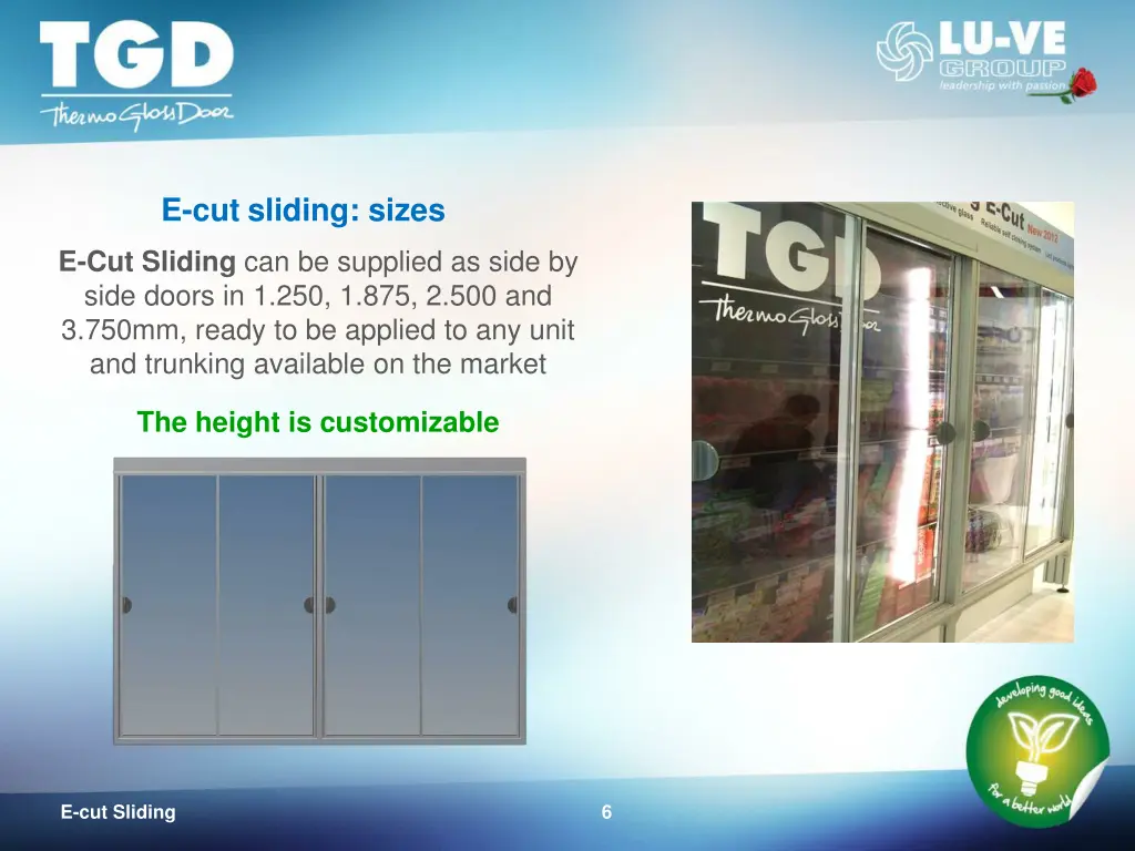 e cut sliding sizes