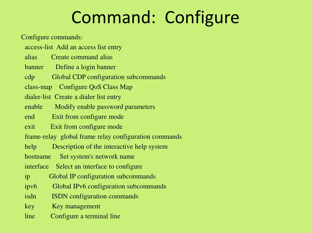 command configure