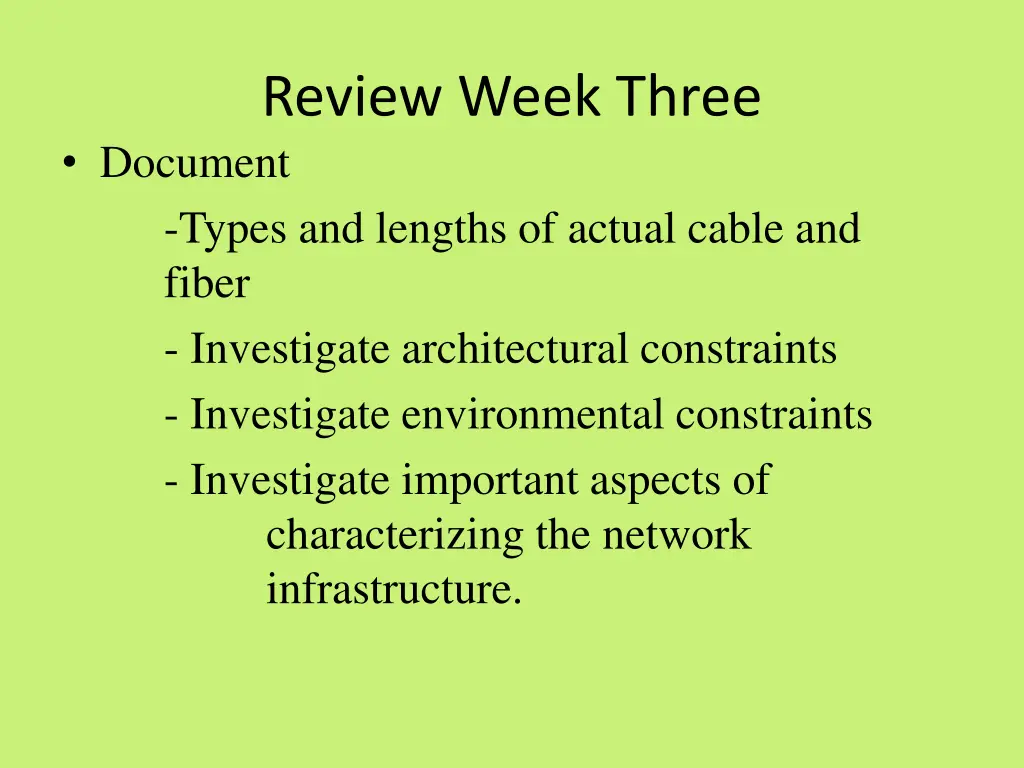 review week three document types and lengths