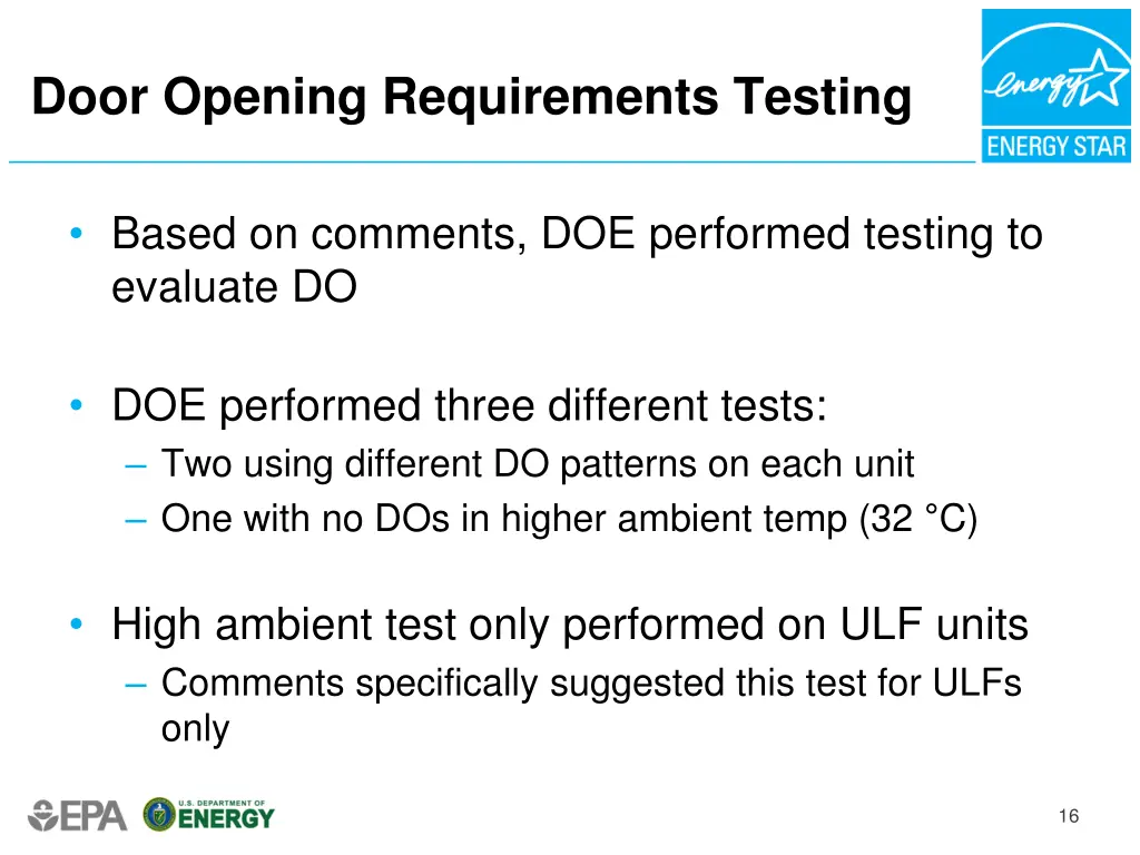 door opening requirements testing 1