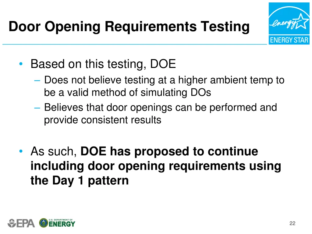 door opening requirements testing 7