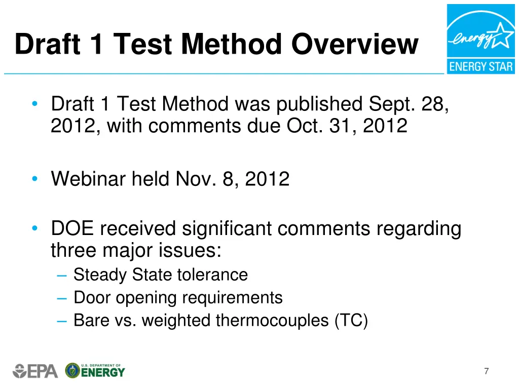 draft 1 test method overview