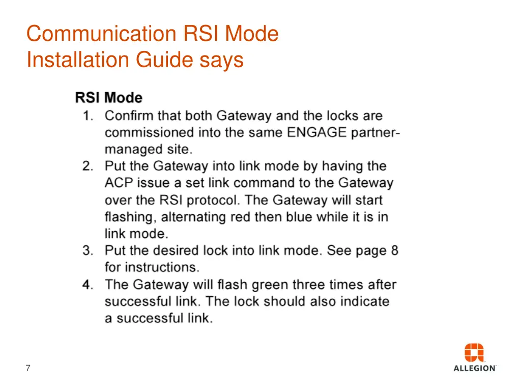 communication rsi mode installation guide says