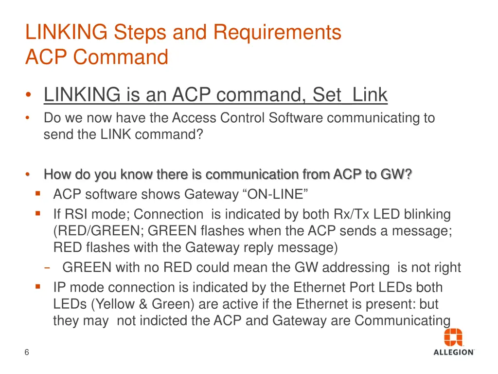 linking steps and requirements acp command