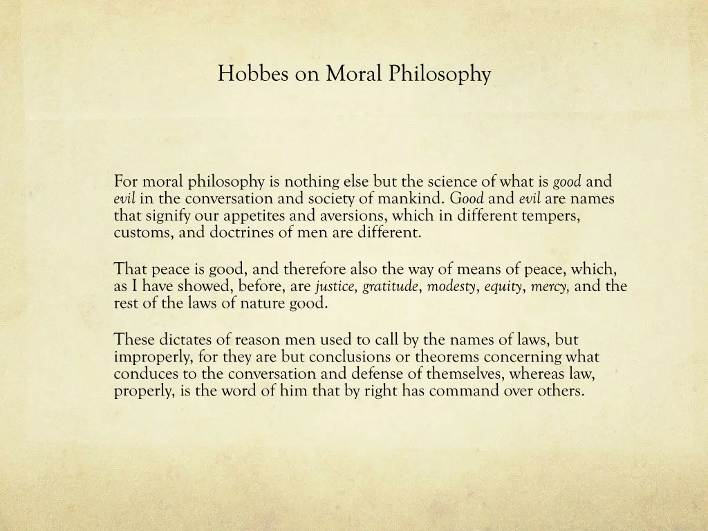 hobbes on moral philosophy