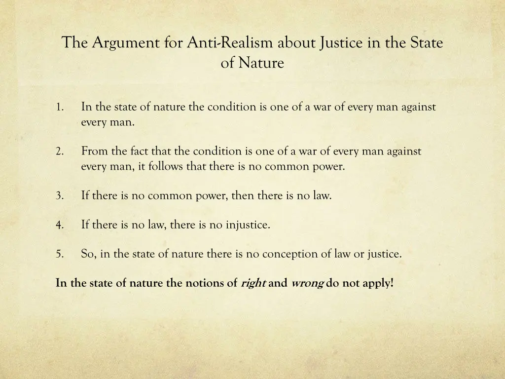 the argument for anti realism about justice