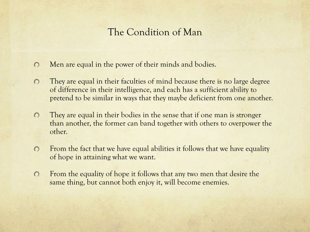 the condition of man