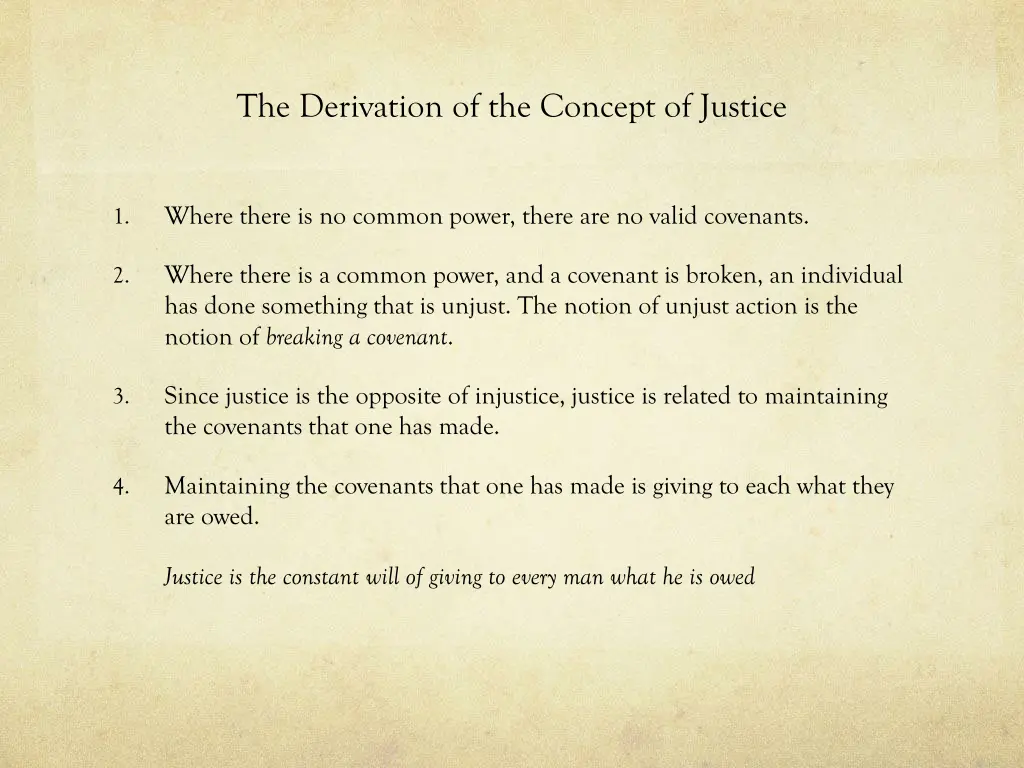 the derivation of the concept of justice