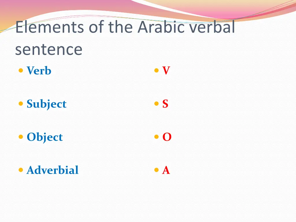 elements of the arabic verbal sentence