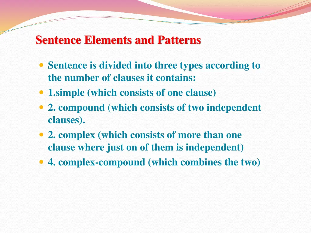 sentence elements and patterns