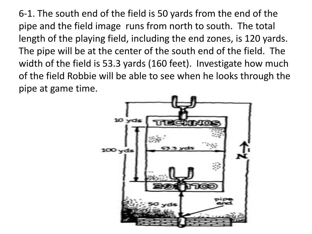 6 1 the south end of the field is 50 yards from