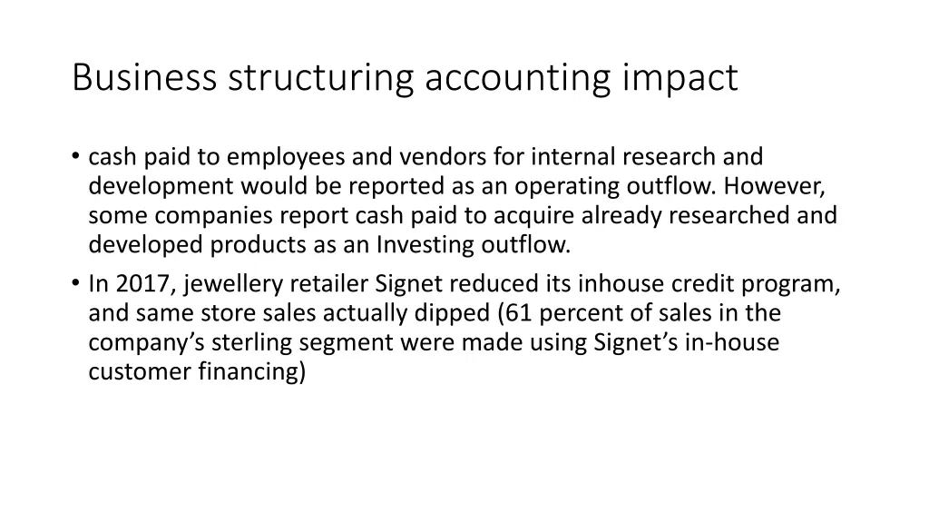 business structuring accounting impact