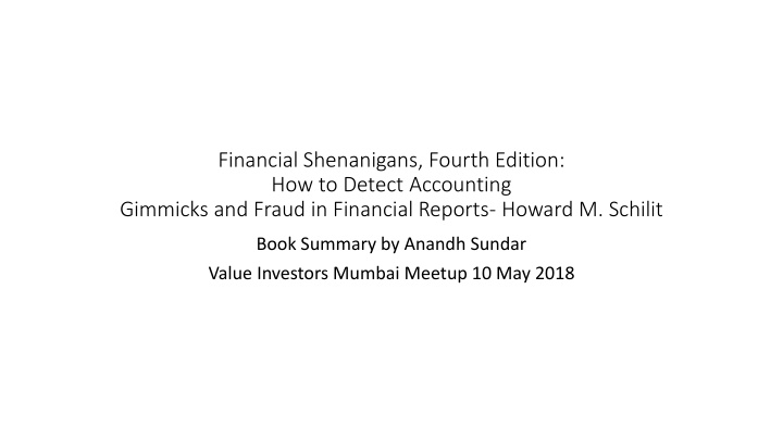 financial shenanigans fourth edition