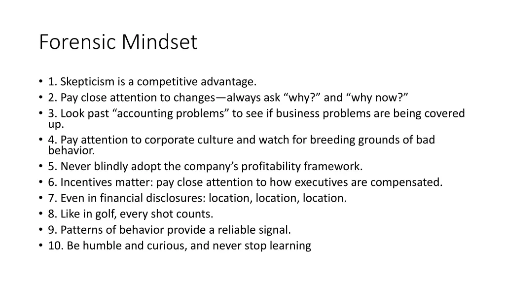 forensic mindset