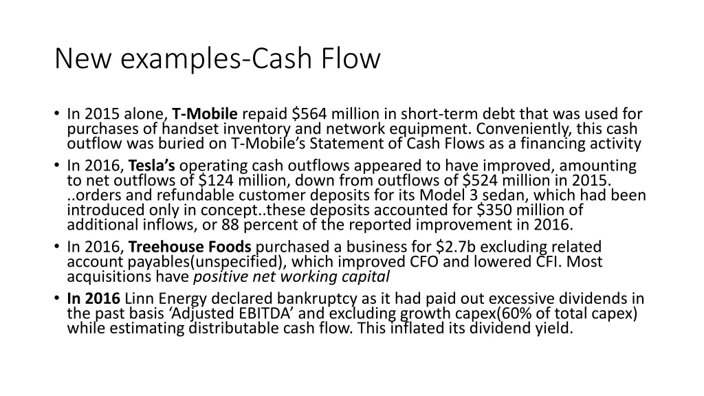 new examples cash flow