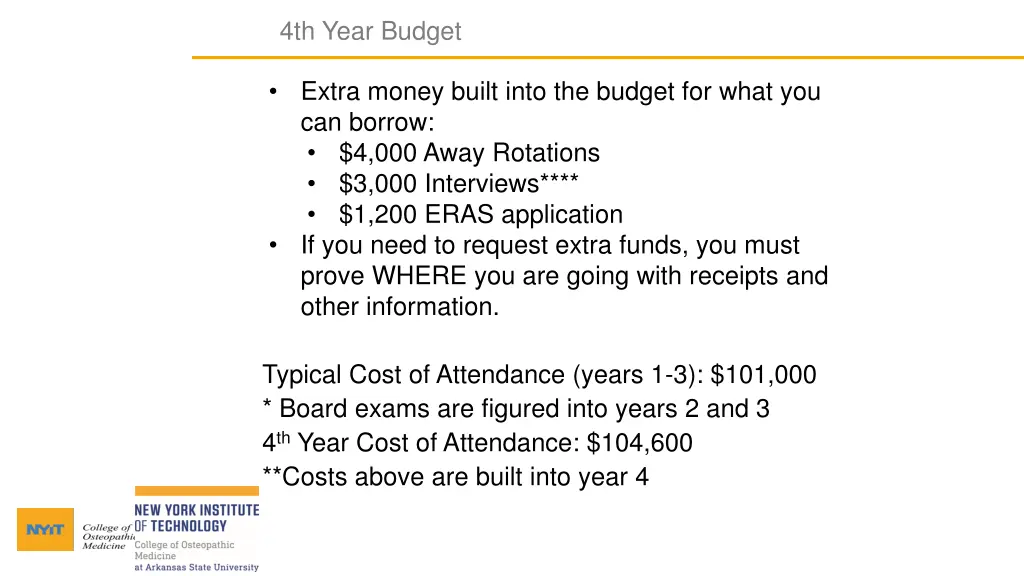 4th year budget