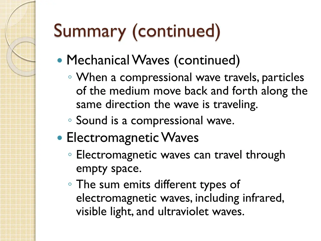 summary continued