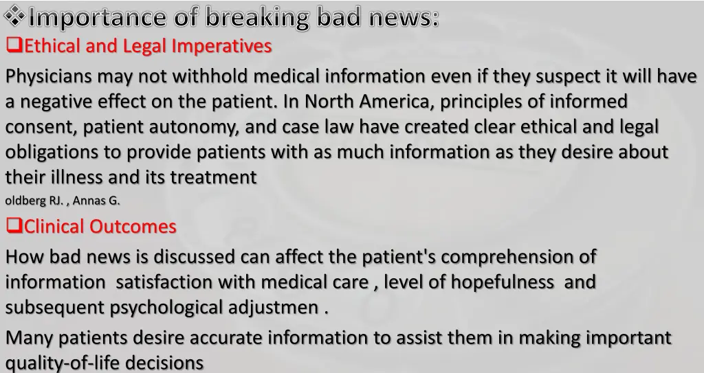 importance of breaking bad news ethical and legal