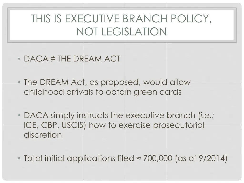 this is executive branch policy not legislation