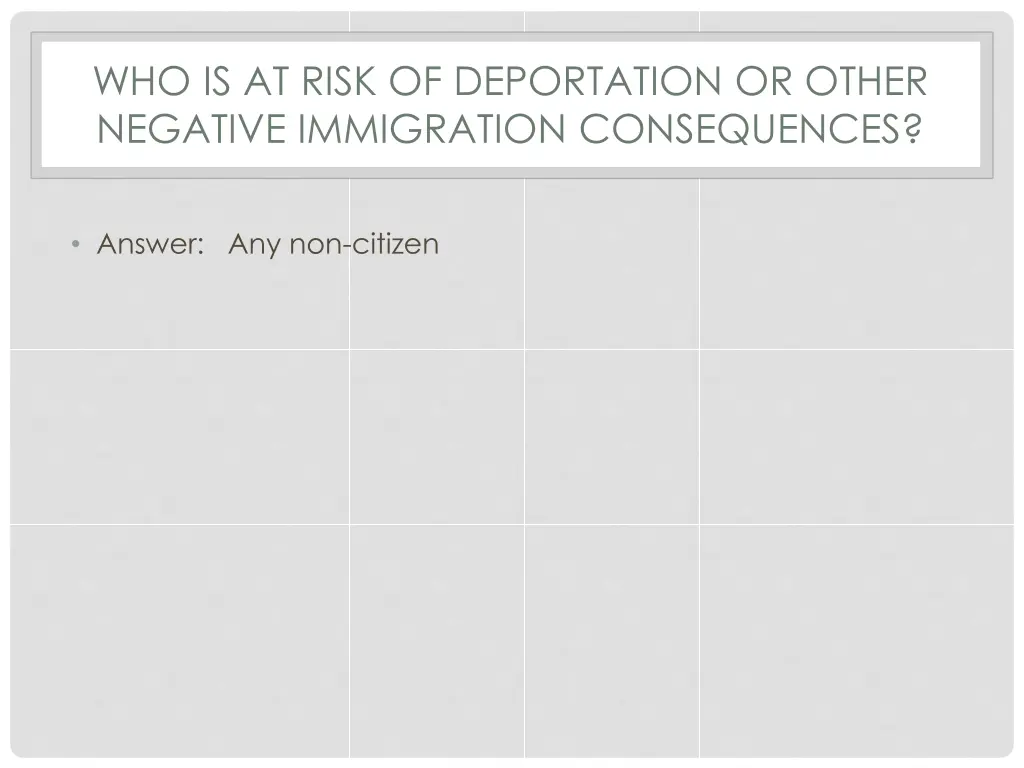 who is at risk of deportation or other negative