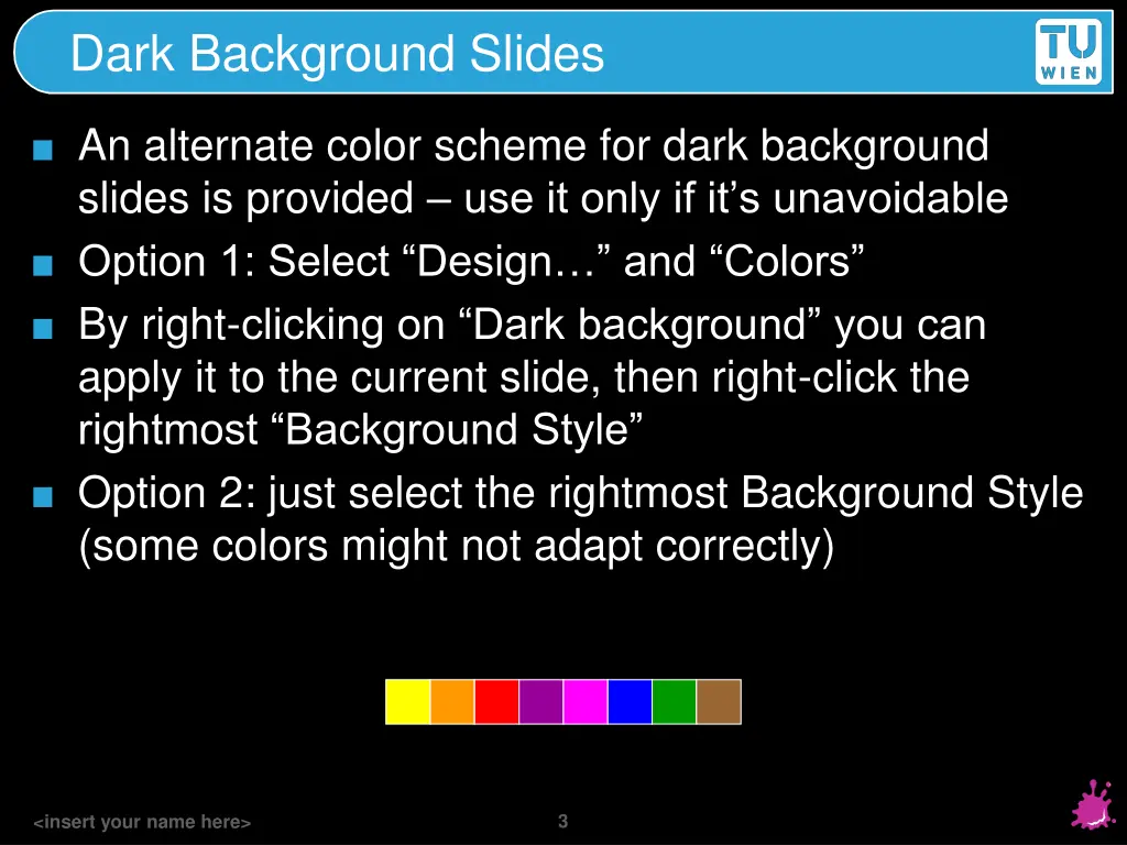 dark background slides