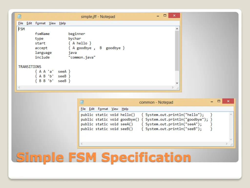 simple fsm specification