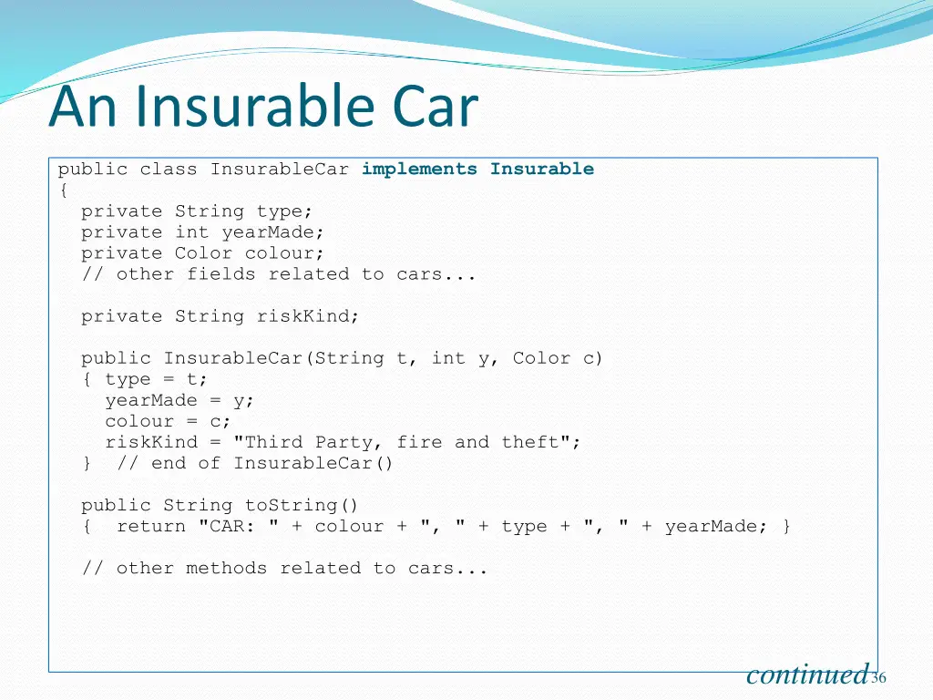 an insurable car