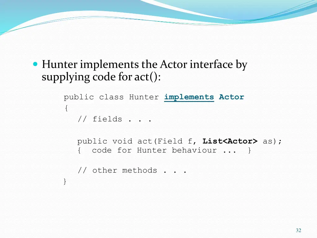 hunter implements the actor interface